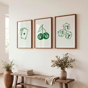 Green Casino interior vintage style with Cherry 8 Ball - Dark Brown Framed Poster with White Border - Artworksets
