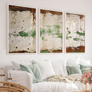 japandi abstract art Green Plaster Layers - White Framed Poster No Border - Artworksets