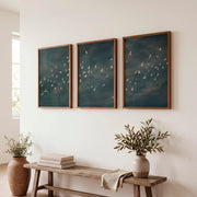 Japandi Art Work with a Flying Bird Flock - Dark Brown Framed Poster No Border - Artworksets