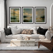 Lone Tree Lake Japandi Art Work - Black Framed Poster with White Border - Artworksets