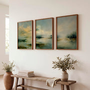 Lone Tree Lake Japandi Art Work - Dark Brown Framed Poster No Border - Artworksets