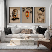 Tiger Lantern japandi art work Print