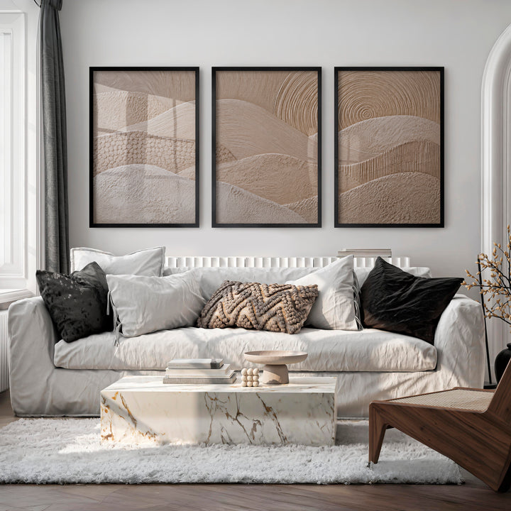 Woven Wave japandi art work - Black Framed Poster No Border - Artworksets