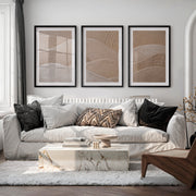 Woven Wave japandi art work - Black Framed Poster with White Border - Artworksets
