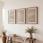 Woven Wave japandi art work - Dark Brown Framed Poster with White Border - Artworksets