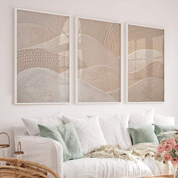 Woven Wave japandi art work - White Framed Poster No Border - Artworksets