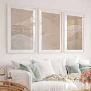 Woven Wave japandi art work - White Framed Poster with White Border - Artworksets