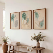 White Blossom Panels for japandi decor - Dark Brown Framed Poster No Border - Artworksets