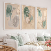 White Blossom Panels for japandi decor - White Framed Poster No Border - Artworksets