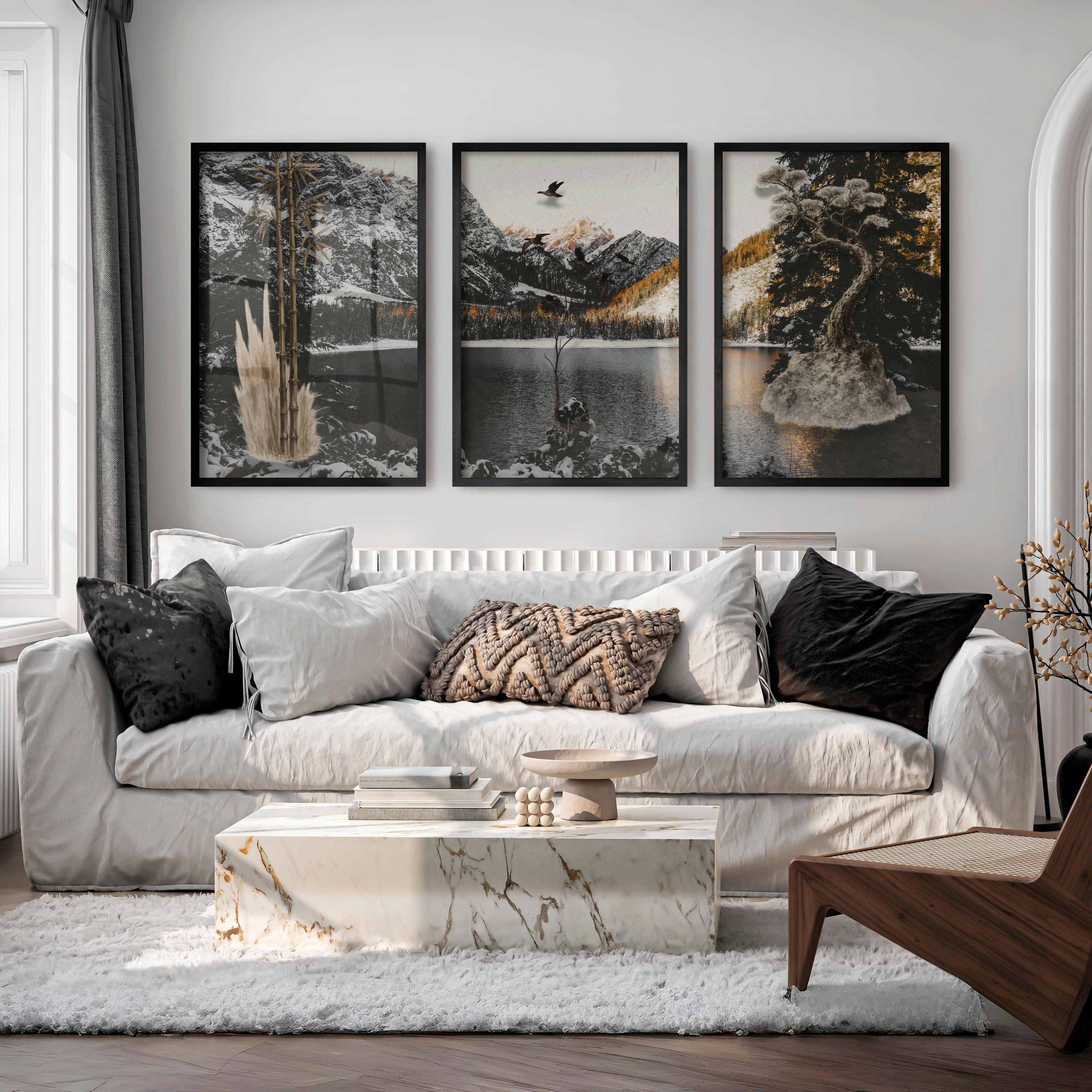 Bamboo Flight japandi decor ideas Wall Art - Black Framed Poster No Border - Artworksets