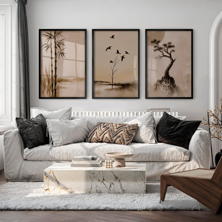 Bamboo Flight japandi decor ideas Wall Art - Black Framed Poster No Border - Artworksets