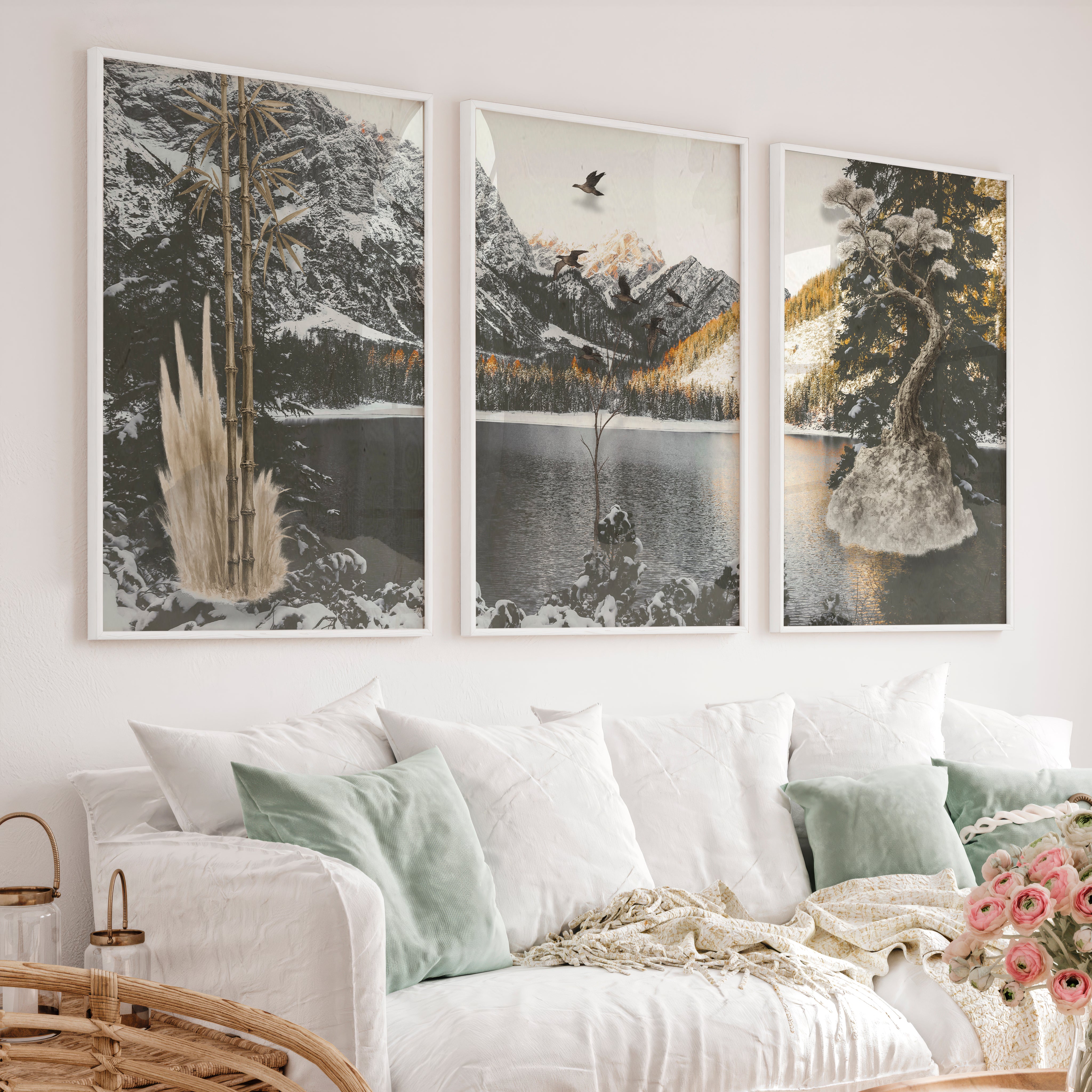 Bamboo Flight japandi decor ideas Wall Art - White Framed Poster No Border - Artworksets