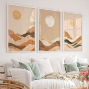 Layered Moon Landscape for japandi decor ideas - White Framed Poster No Border - Artworksets