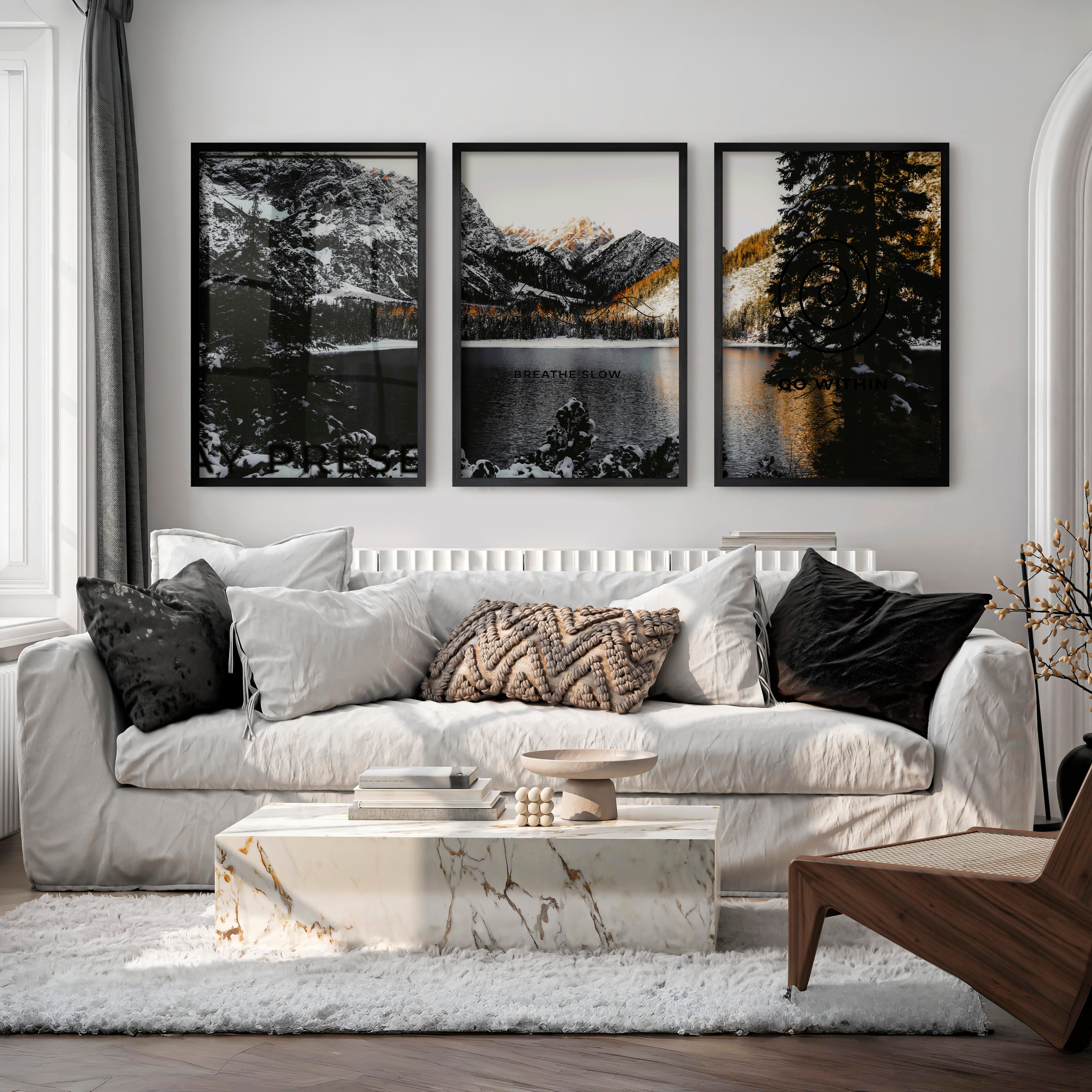 Stay Present japandi decor ideas Wall Art - Black Framed Poster No Border - Artworksets