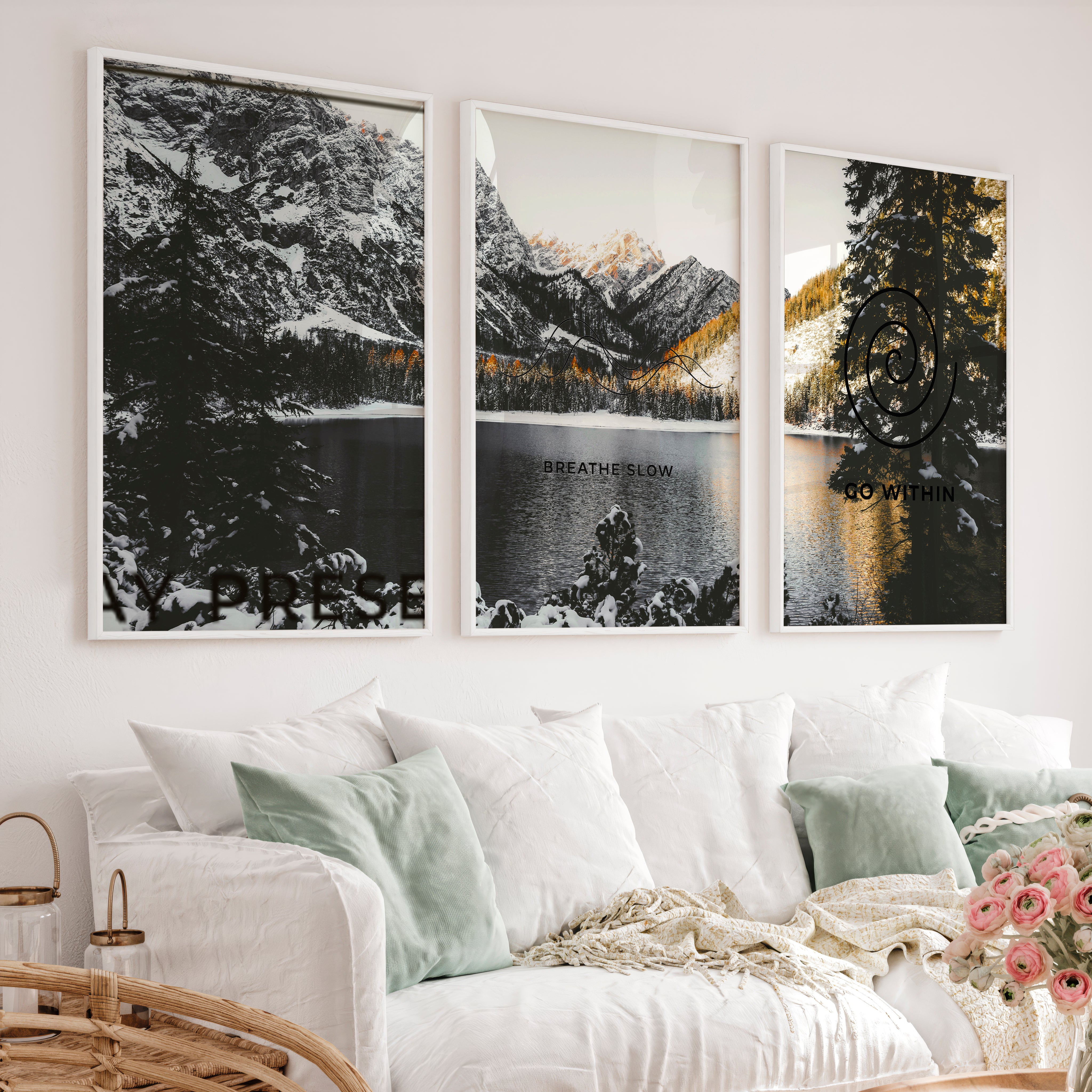 Stay Present japandi decor ideas Wall Art - White Framed Poster No Border - Artworksets