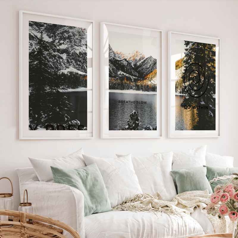 Stay Present japandi decor ideas Wall Art - White Framed Poster with White Border - Artworksets