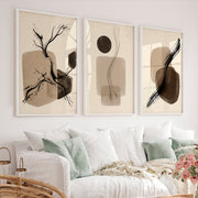 Brushstroke Forms japandi decor style Wall Art - White Framed Poster No Border - Artworksets