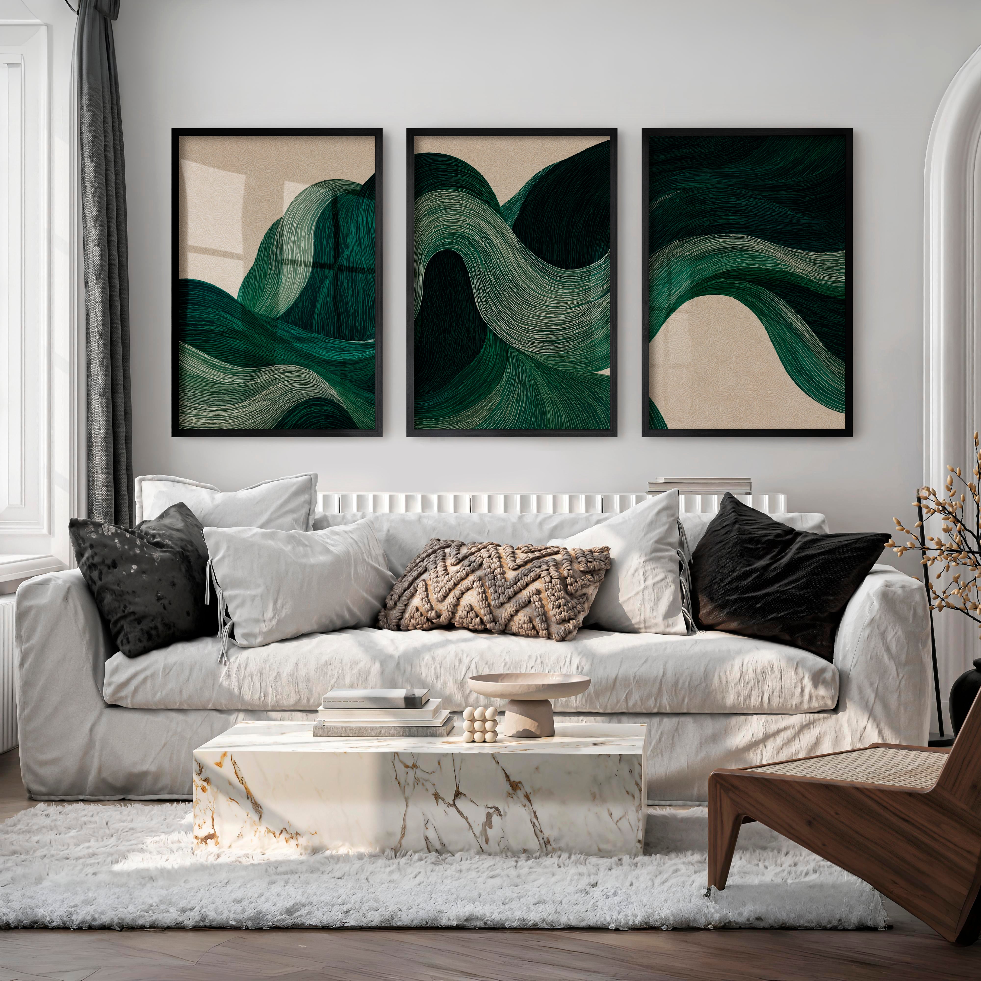Flowing Ribbon japandi decoration Print - Black Framed Poster No Border - Artworksets