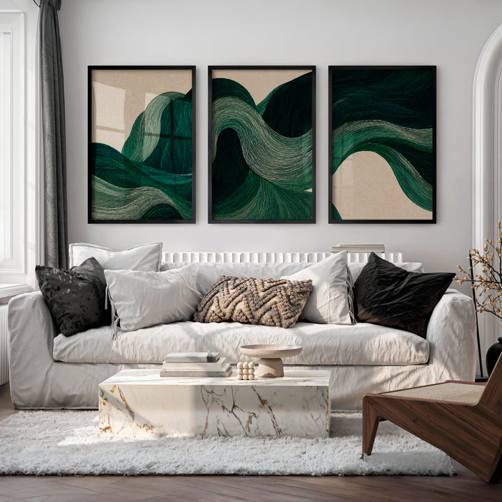 Flowing Ribbon japandi decoration Print - Black Framed Poster No Border - Artworksets