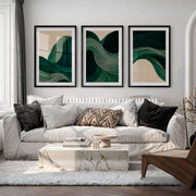 Flowing Ribbon japandi decoration Print - Black Framed Poster with White Border - Artworksets