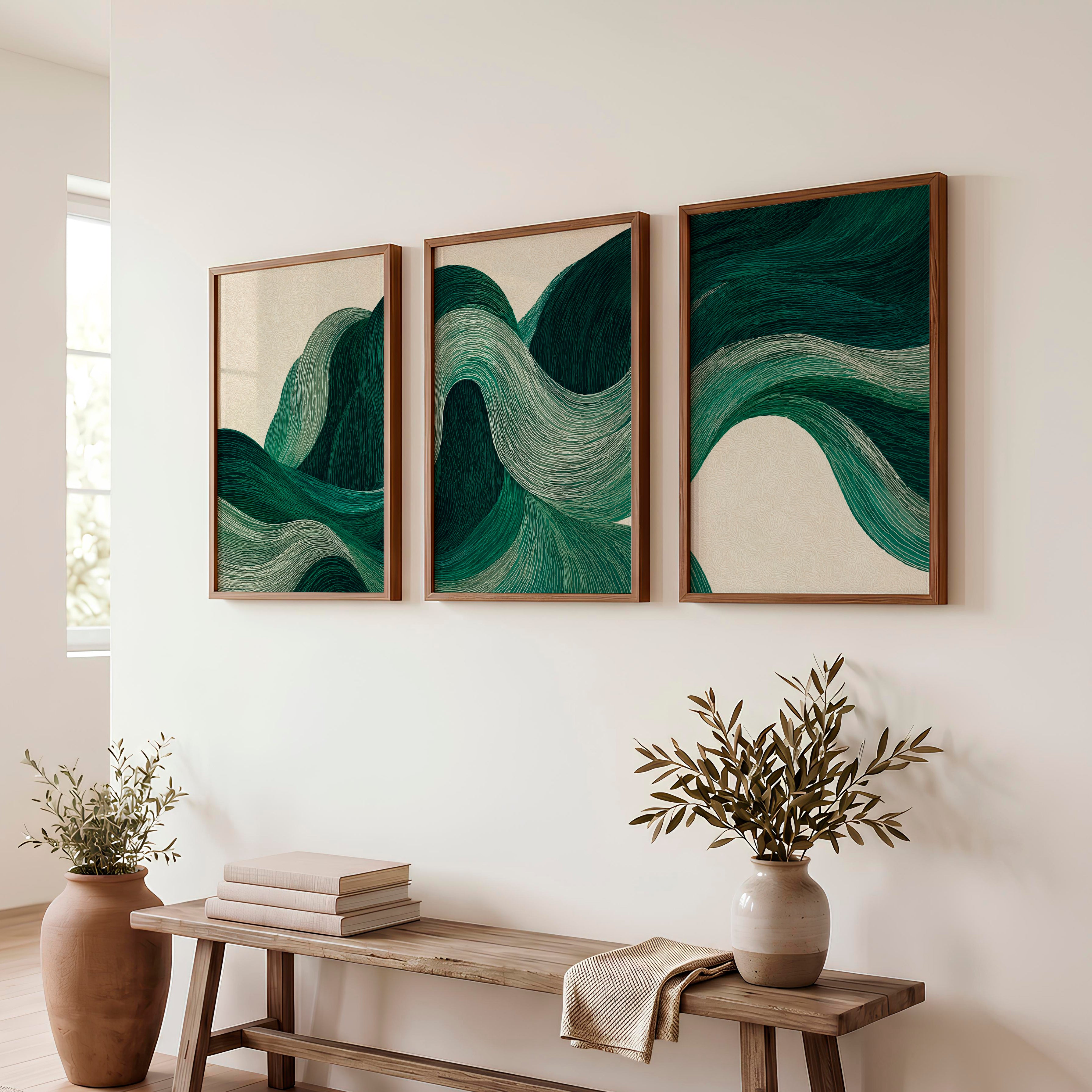 Flowing Ribbon japandi decoration Print - Dark Brown Framed Poster No Border - Artworksets