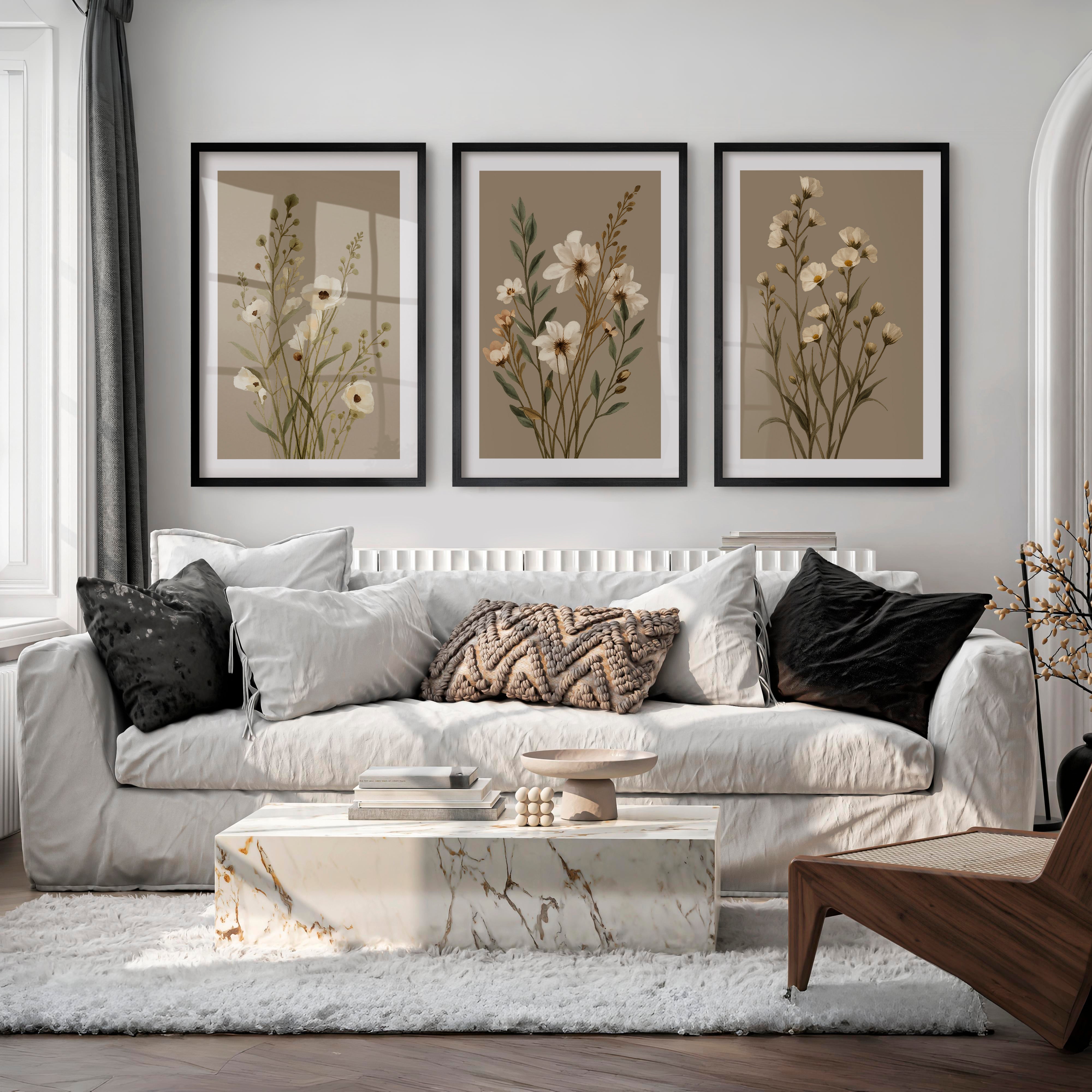 Sunlit Bamboo Forest Japandi Design Wall Art - Black Framed Poster with White Border - Artworksets