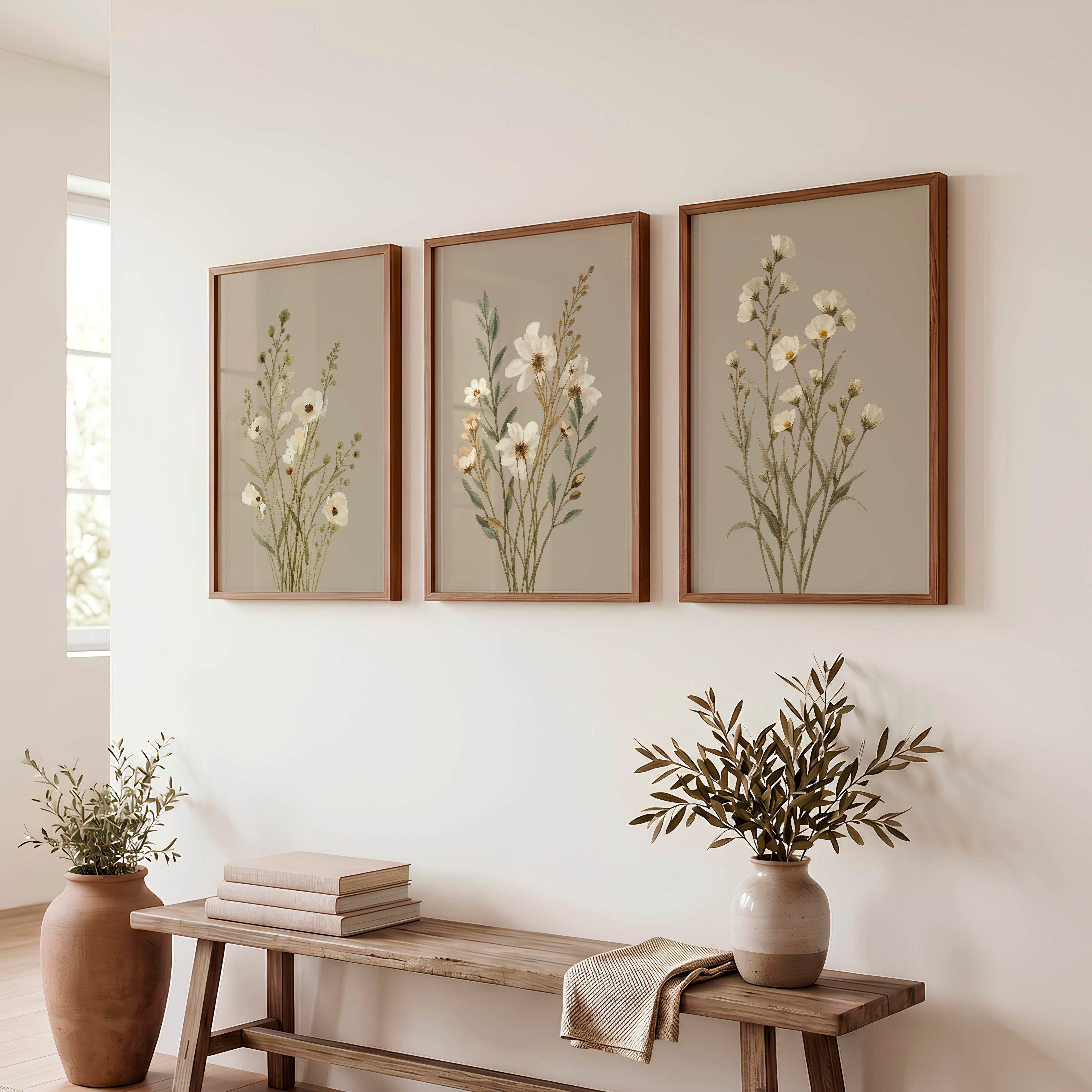 Sunlit Bamboo Forest Japandi Design Wall Art - Dark Brown Framed Poster No Border - Artworksets