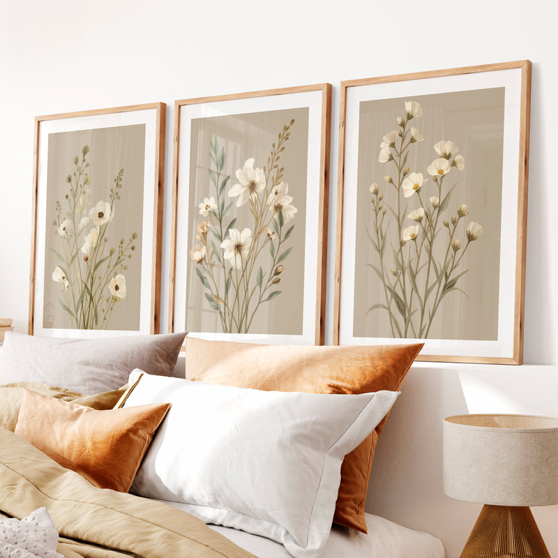 Sunlit Bamboo Forest Japandi Design Wall Art- Natural Wood Framed Poster with White Border - Artworksets