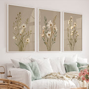 Sunlit Bamboo Forest Japandi Design Wall Art - White Framed Poster No Border - Artworksets