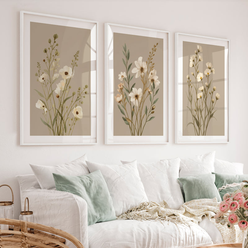 Sunlit Bamboo Forest Japandi Design Wall Art - White Framed Poster with White Border - Artworksets
