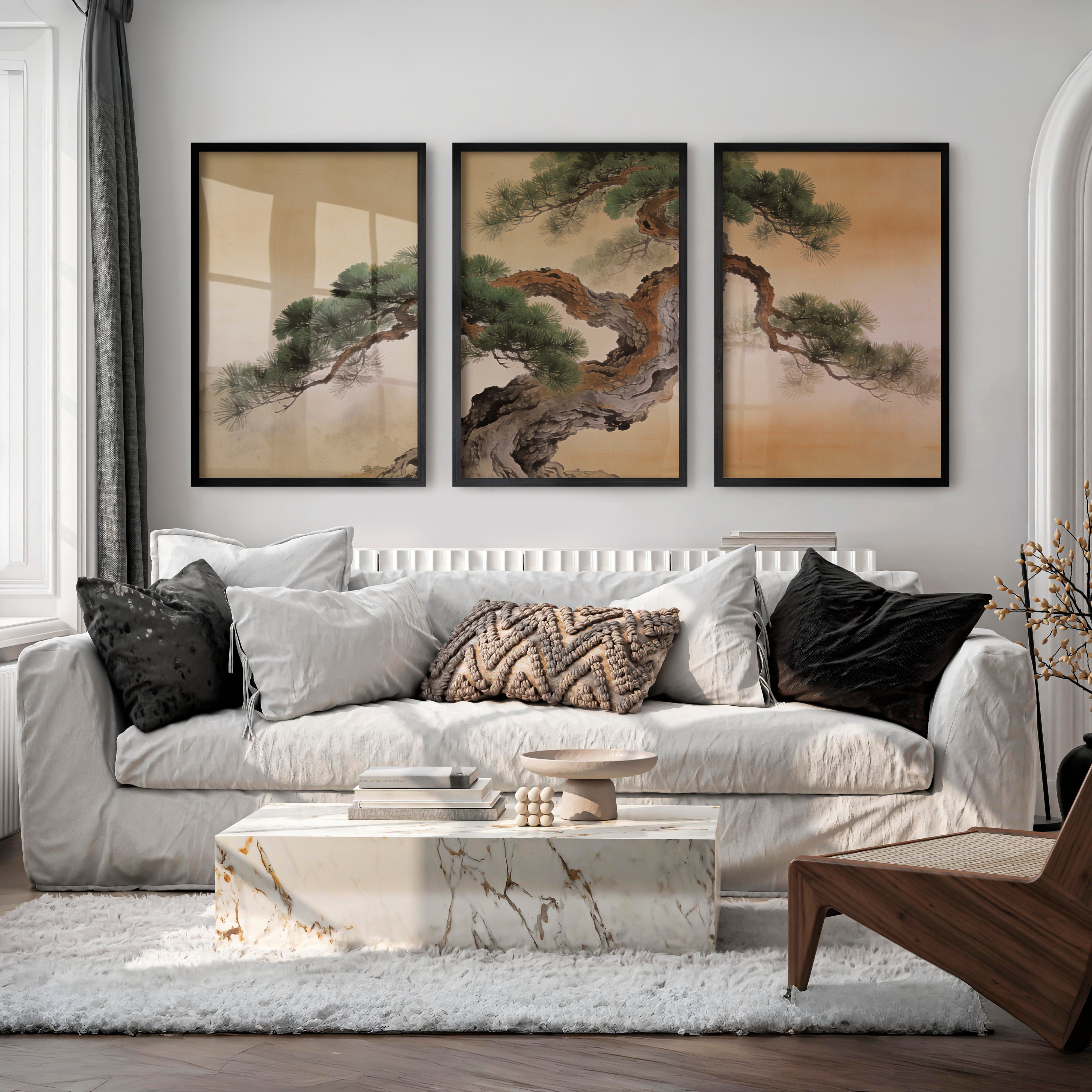 Twisted Pine japandi design Wall Art - Black Framed Poster No Border - Artworksets