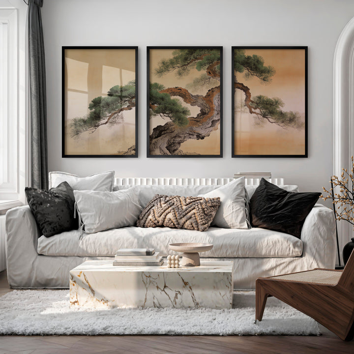 Twisted Pine japandi design Wall Art - Black Framed Poster No Border - Artworksets