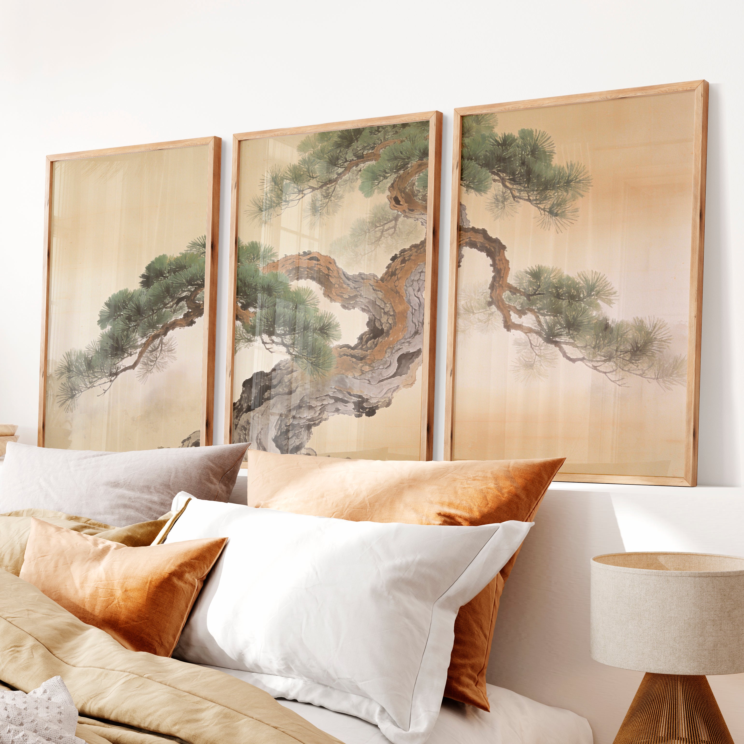 Twisted Pine japandi design Wall Art - Natural Wood Framed Poster No Border - Artworksets