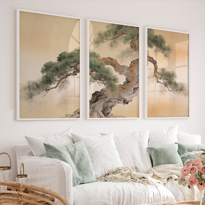 Twisted Pine japandi design Wall Art - White Framed Poster No Border - Artworksets