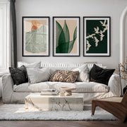 Cranes in Flight japandi design style Triptych - Black Framed Poster with White Border - Artworksets