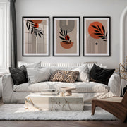 Botanical Arch Panels for japandi home decor - Black Framed Poster with White Border - Artworksets