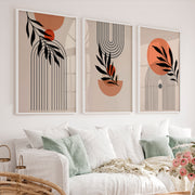 Botanical Arch Panels for japandi home decor - White Framed Poster No Border - Artworksets