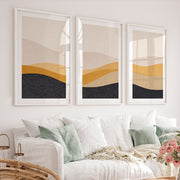Layered Horizon Japandi Interior Design Style - White Framed Poster with White Border - Artworksets