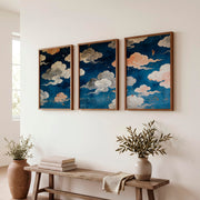 japandi interior style Painted Cloud Screen - Dark Brown Framed Poster No Border - Artworksets