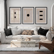japandi minimalist Geometric Panel Wall Art - Black Framed Poster with White Border - Artworksets