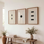 japandi minimalist Geometric Panel Wall Art - Dark Brown Framed Poster No Border - Artworksets