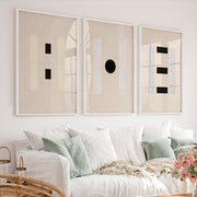 japandi minimalist Geometric Panel Wall Art - White Framed Poster No Border - Artworksets