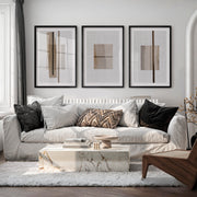 Linear Panels japandi minimalist Wall Art - Black Framed Poster with White Border - Artworksets