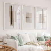 Linear Panels japandi minimalist Wall Art - White Framed Poster No Border - Artworksets