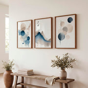 japandi minimalist Blue Ink Mountain - Dark Brown Framed Poster No Border - Artworksets