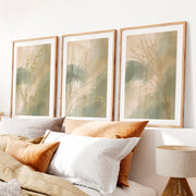 Botanical Stems japandi painting- Natural Wood Framed Poster with White Border - Artworksets
