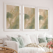 Botanical Stems japandi painting - White Framed Poster with White Border - Artworksets