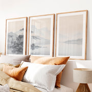 Pine Island Reflection japandi Painting- Natural Wood Framed Poster with White Border - Artworksets