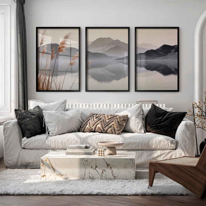 Reed Lake Japandi Print - Black Framed Poster No Border - Artworksets