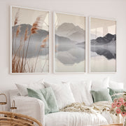 Reed Lake Japandi Print - White Framed Poster No Border - Artworksets
